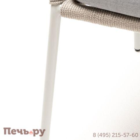 "Милан" стул плетеный из роупа, каркас алюминий светло-серый (RAL7035) муар, роуп серый меланж круглый, ткань светло-серая фото 7