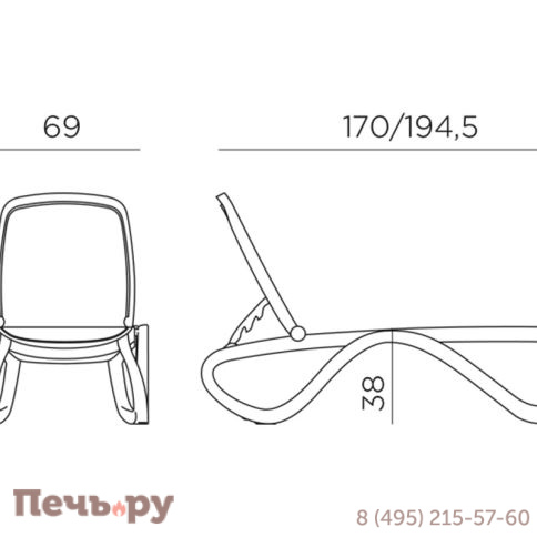 Шезлонг Gardeck Nardi Omega без подлокотников, антрацит фото 6