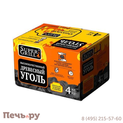 Уголь древесный SuperGrill, короб 4 кг фото
