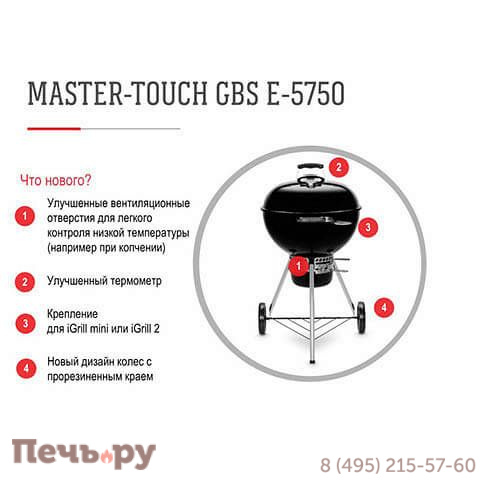 Угольный гриль Weber Master-Touch GBS C-5750 синий океан фото 2