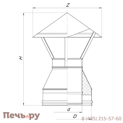 Зонт Вулкан VBR50 (AISI 321 0,5 + AISI 439 0,5) черный фото 4