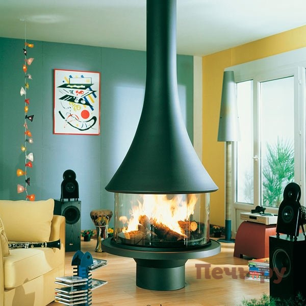 Готовый камин Bordelet Marina 993 центральный со стеклом видео