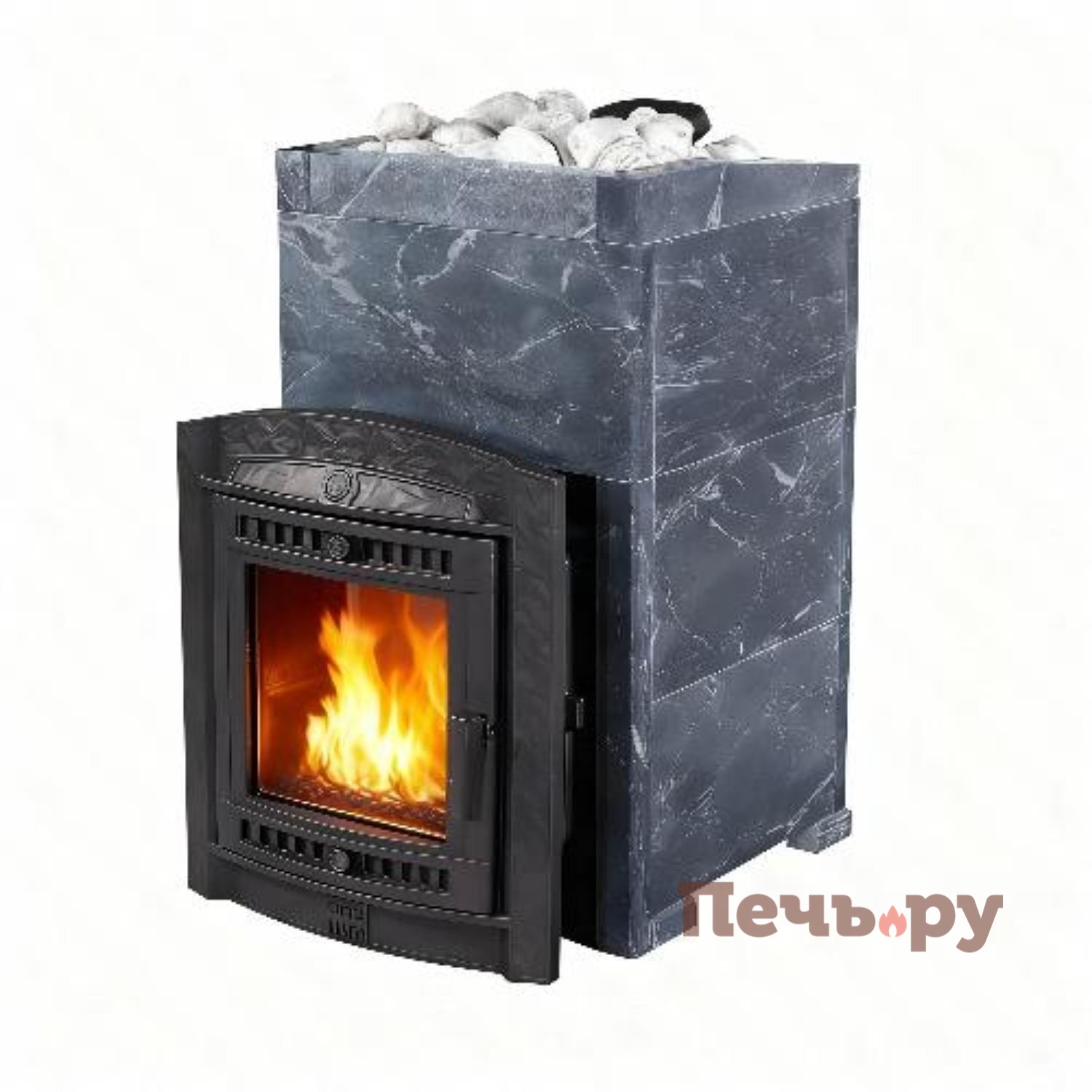 Печь банная Прометалл Атмосфера XL в облицовке Талькохлорит видео