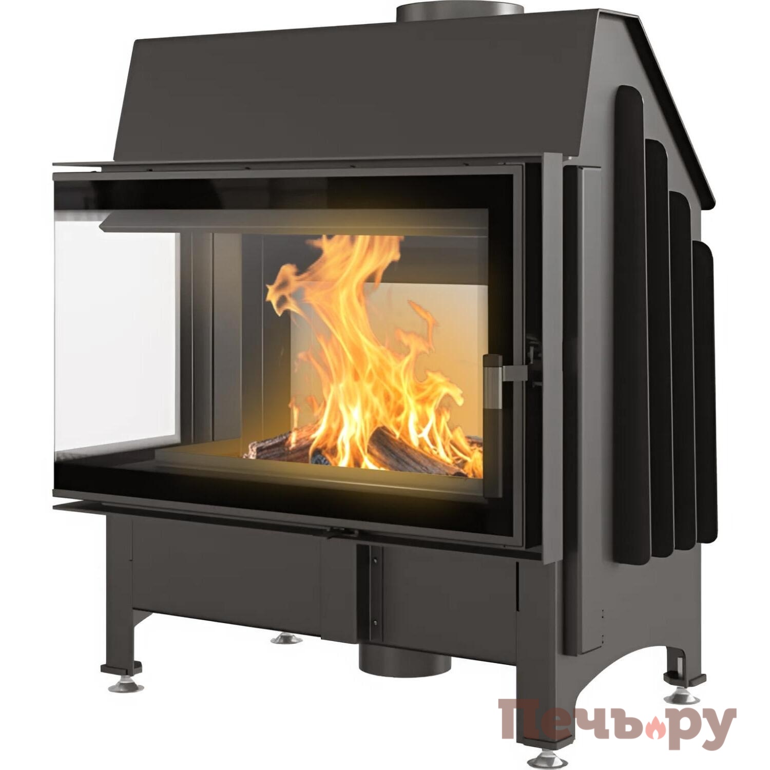 Каминная топка Kratki Zibi/L/BS/Deco, угловое стекло слева видео