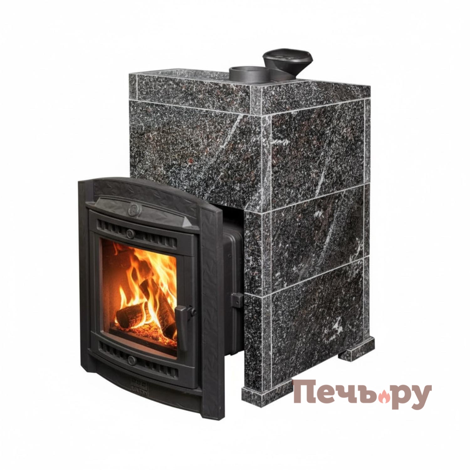 Печь банная Прометалл Атмосфера XL в облицовке Амфиболит видео