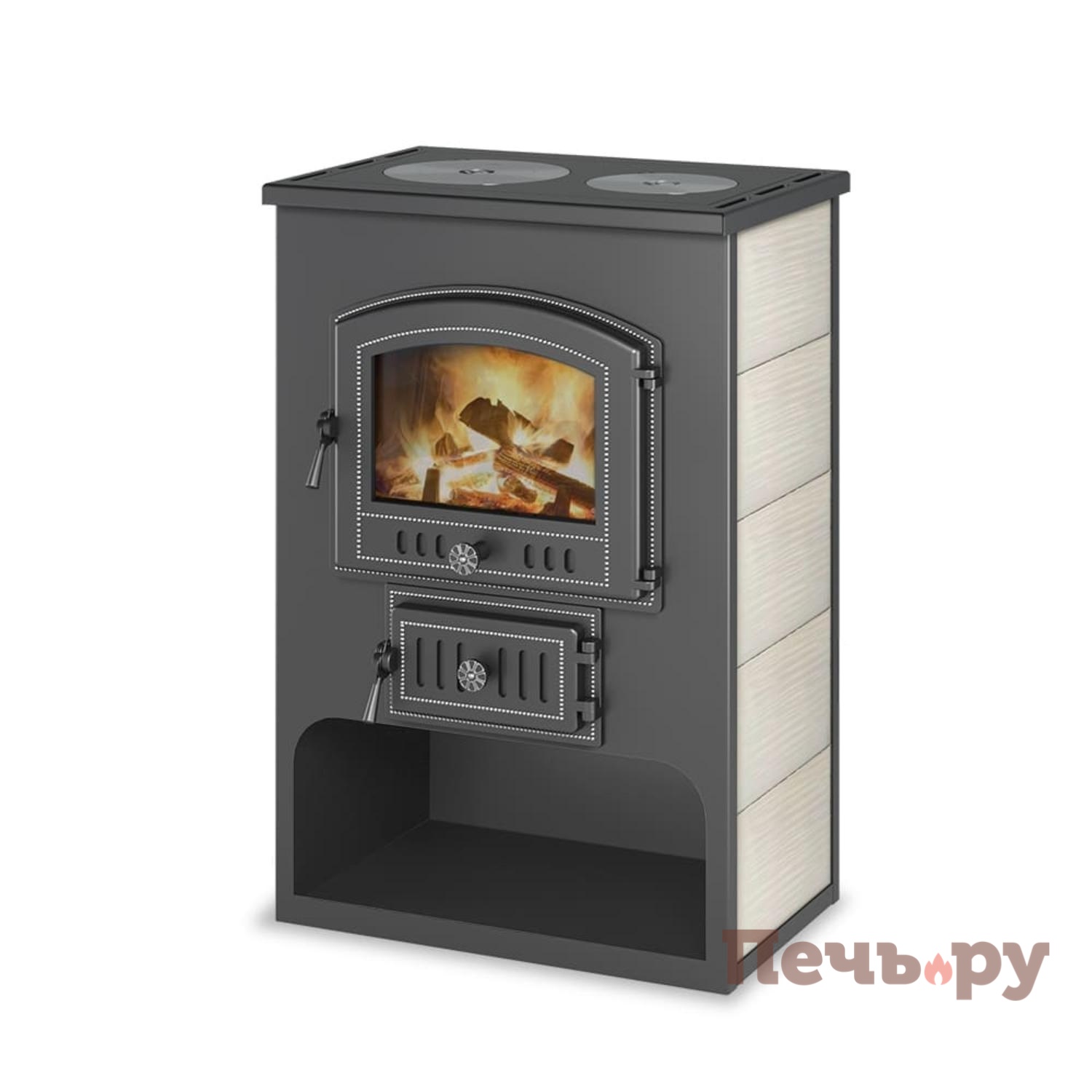 Печь-камин Везувий ПК-03 (224) с плитой 12 кВт видео