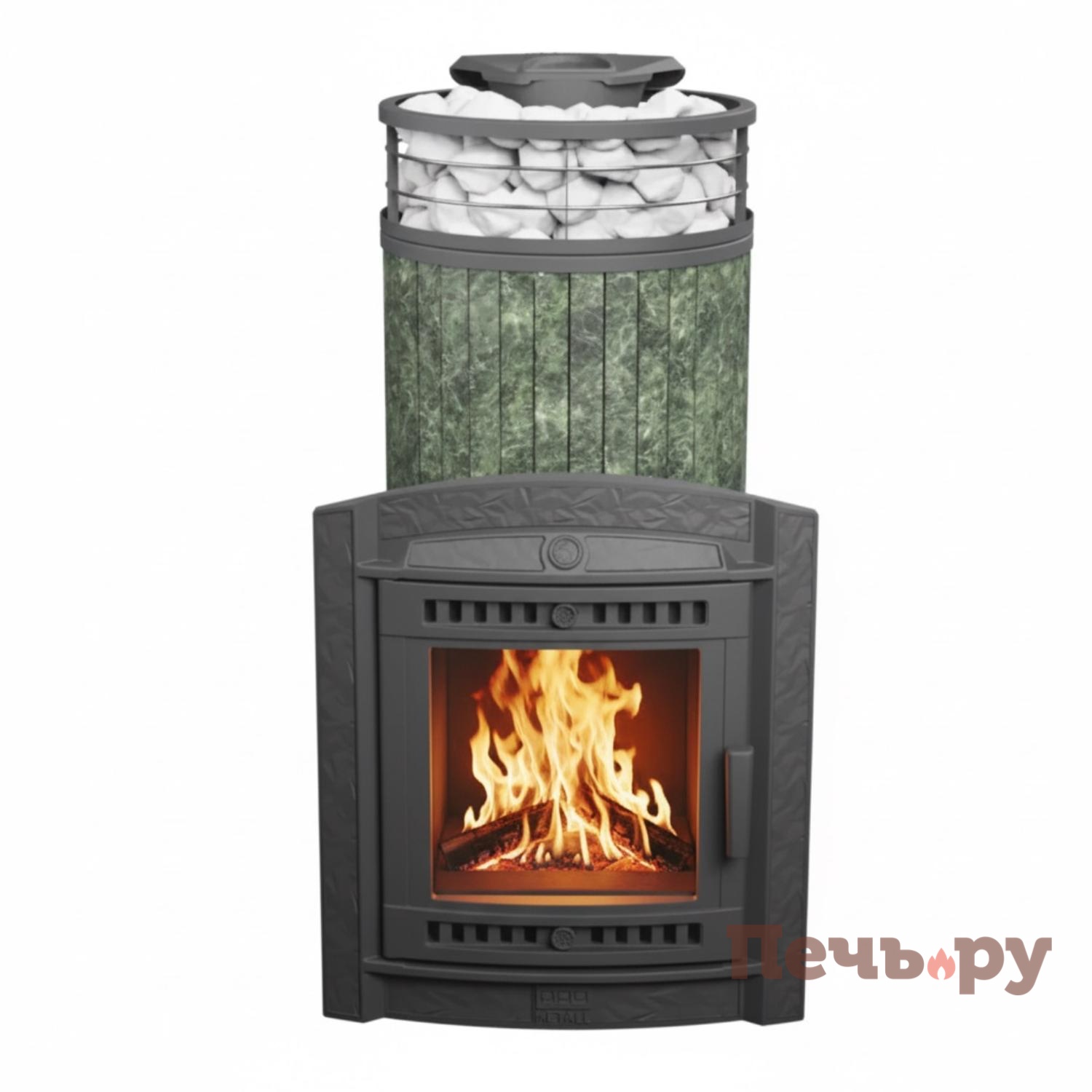 Печь банная Прометалл Атмосфера XL ламель + сетка с тоннелем видео