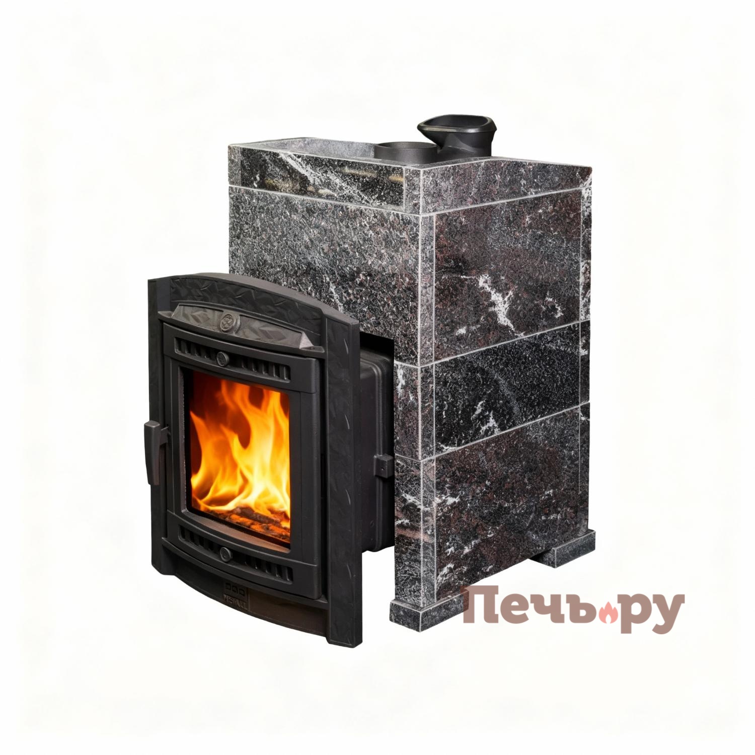 Печь банная Прометалл Атмосфера L в облицовке Амфиболит видео