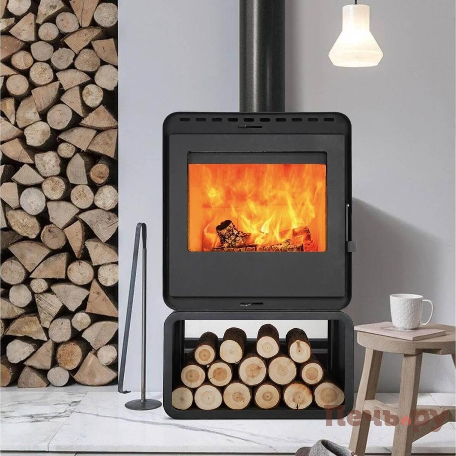 Печь камин Denner Fire Lumen с дровником видео