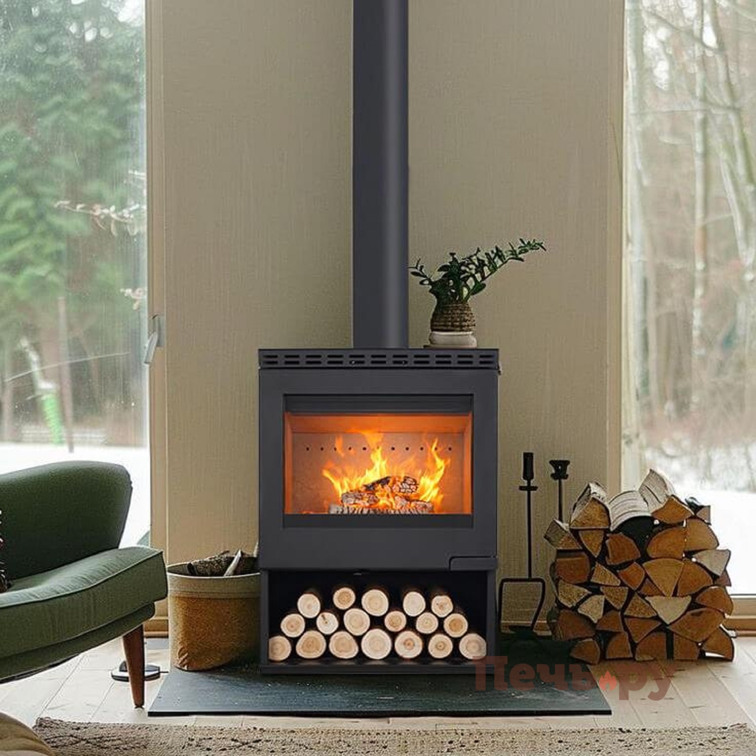 Печь камин Denner Fire Horizon видео