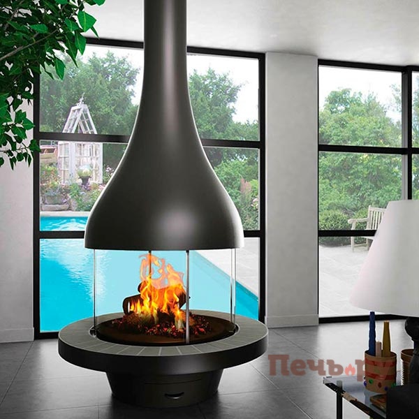 Готовый камин Bordelet Alexia 995 центральный со стеклом видео