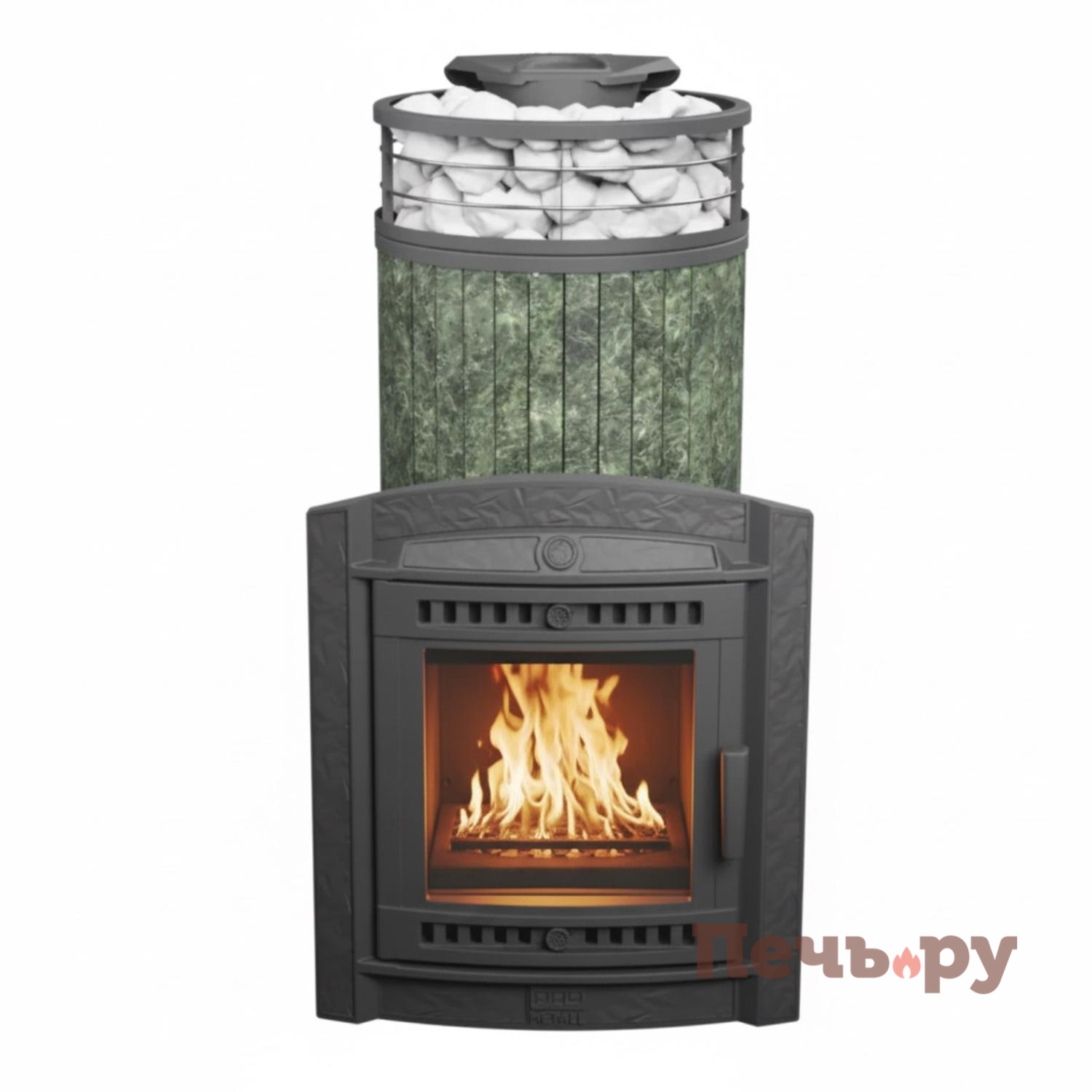 Печь банная Прометалл Атмосфера XL ламель + сетка видео