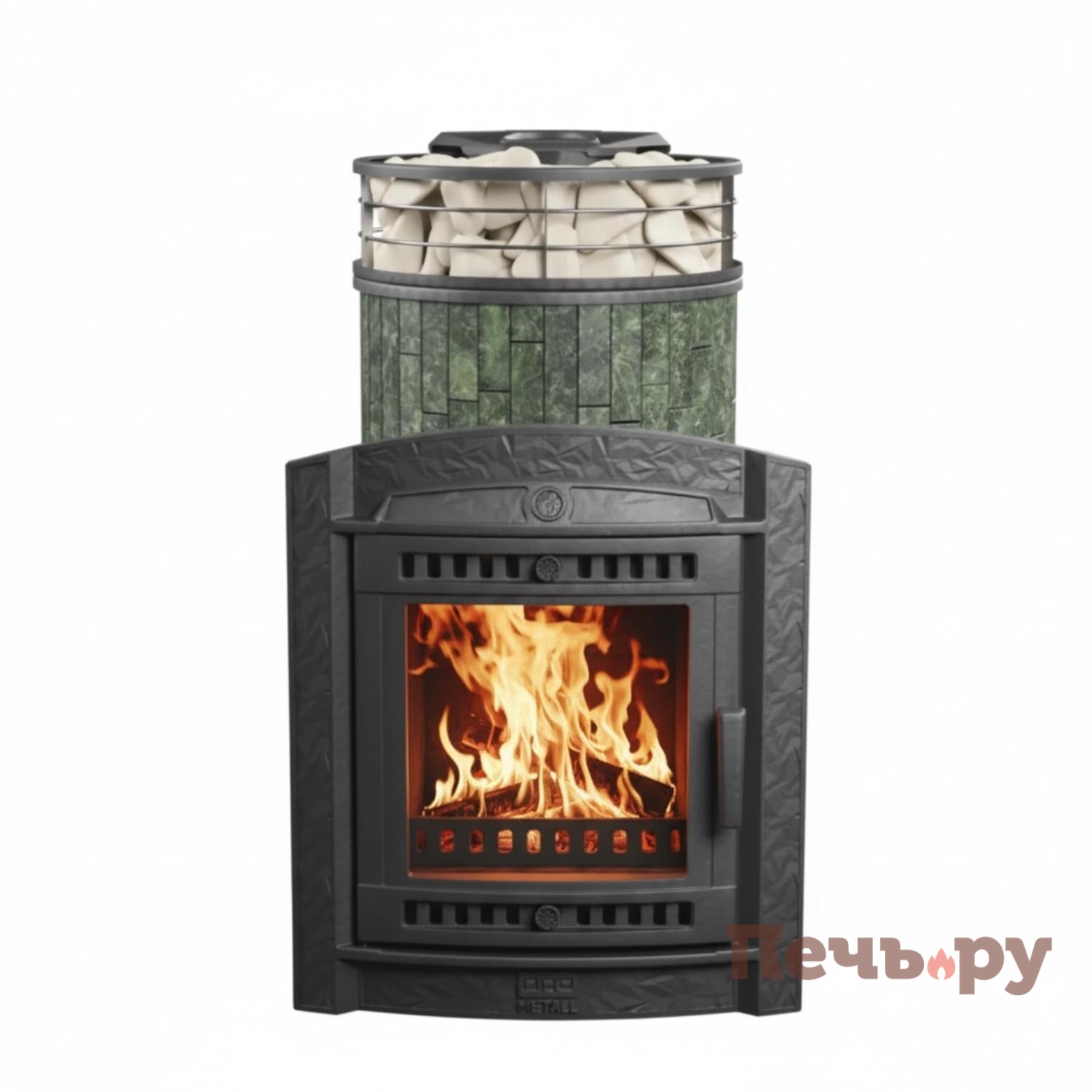 Печь банная Прометалл Атмосфера L ламель + сетка видео