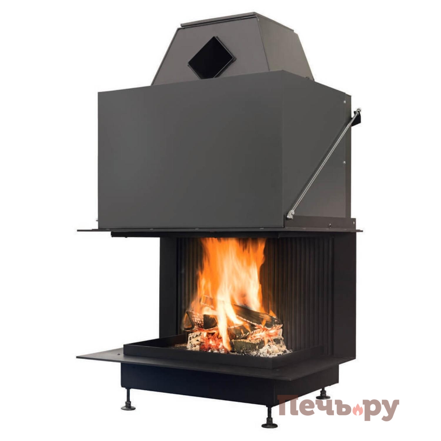 Каминная топка Brunner Urfeuer открытая панорамная топка 50/44/66/44 видео