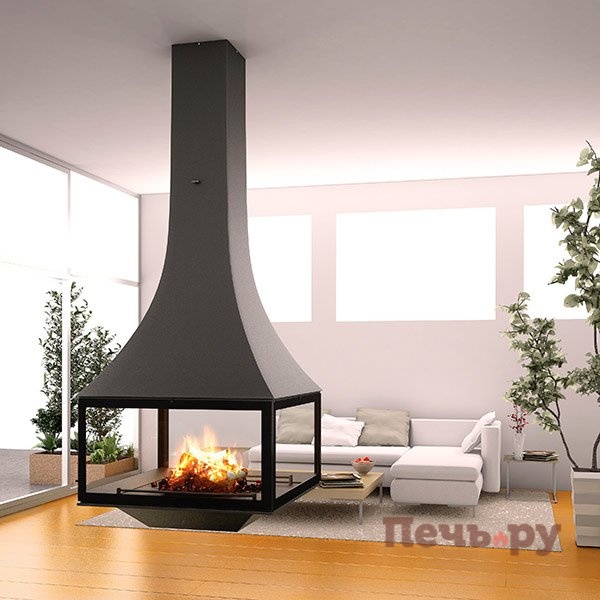 Готовый камин Bordelet Julietta 985 центральный подвесной со стеклом видео