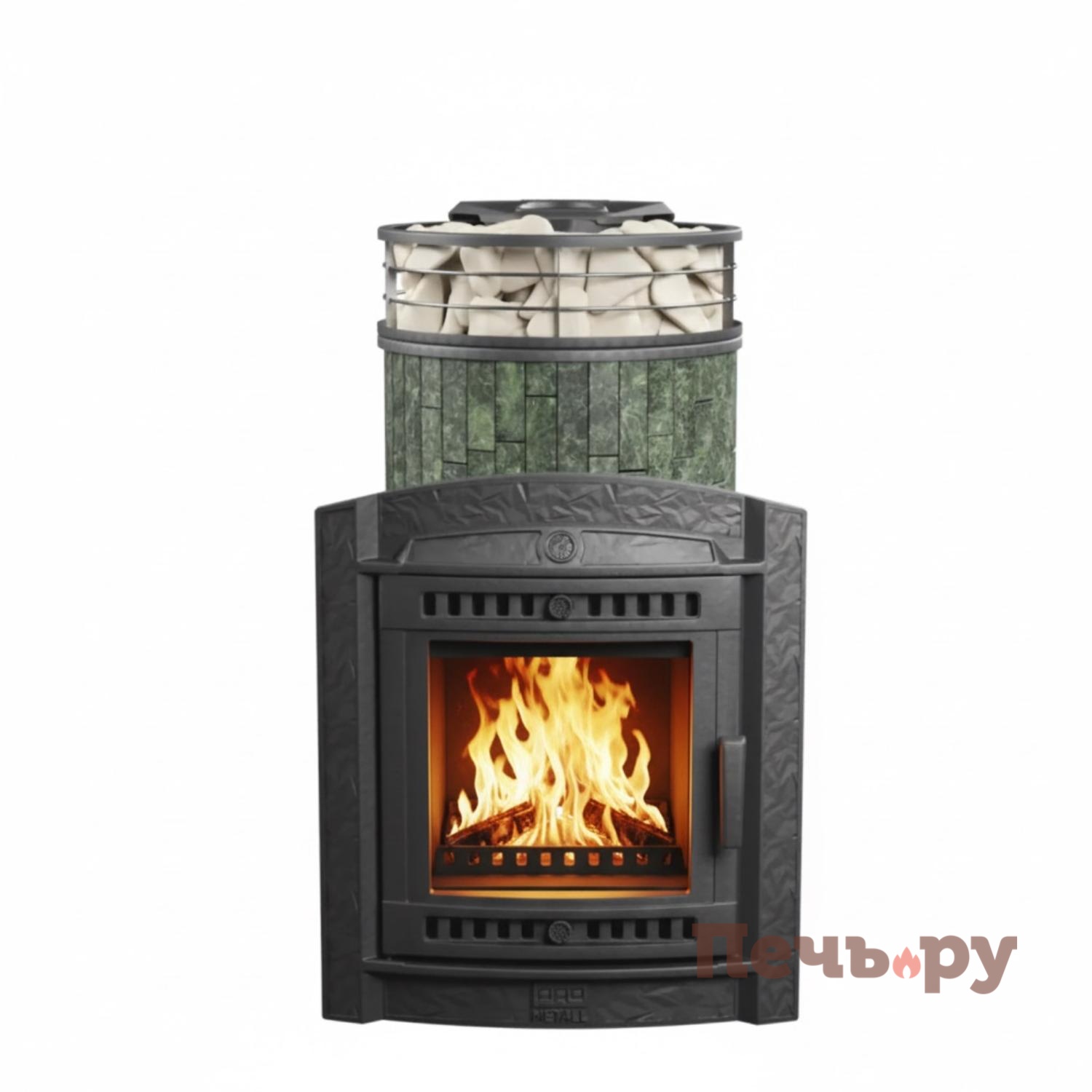 Печь банная Прометалл Атмосфера L ламель + сетка с тоннелем видео