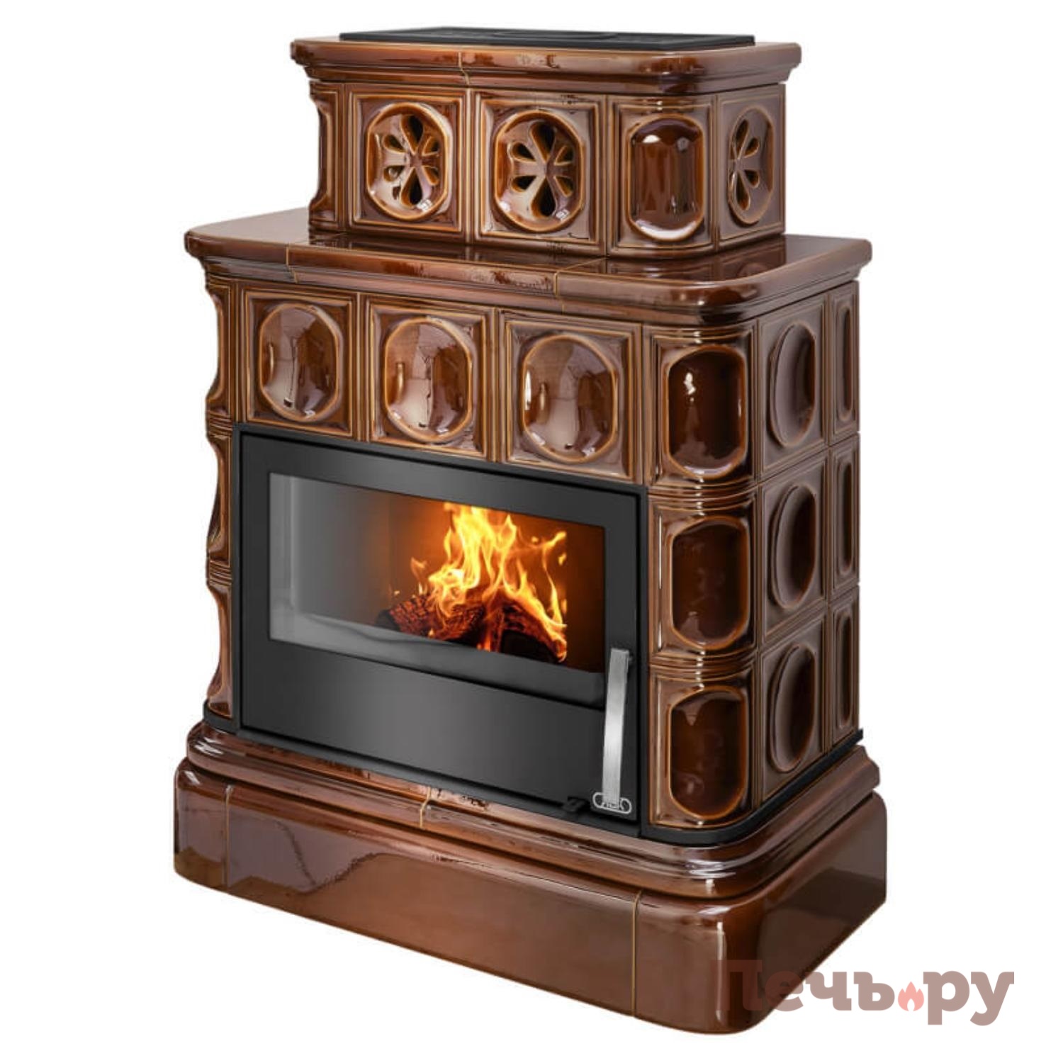 Кафельная печь ABX Karelie P OX, кафельный цоколь - вставка стальная видео