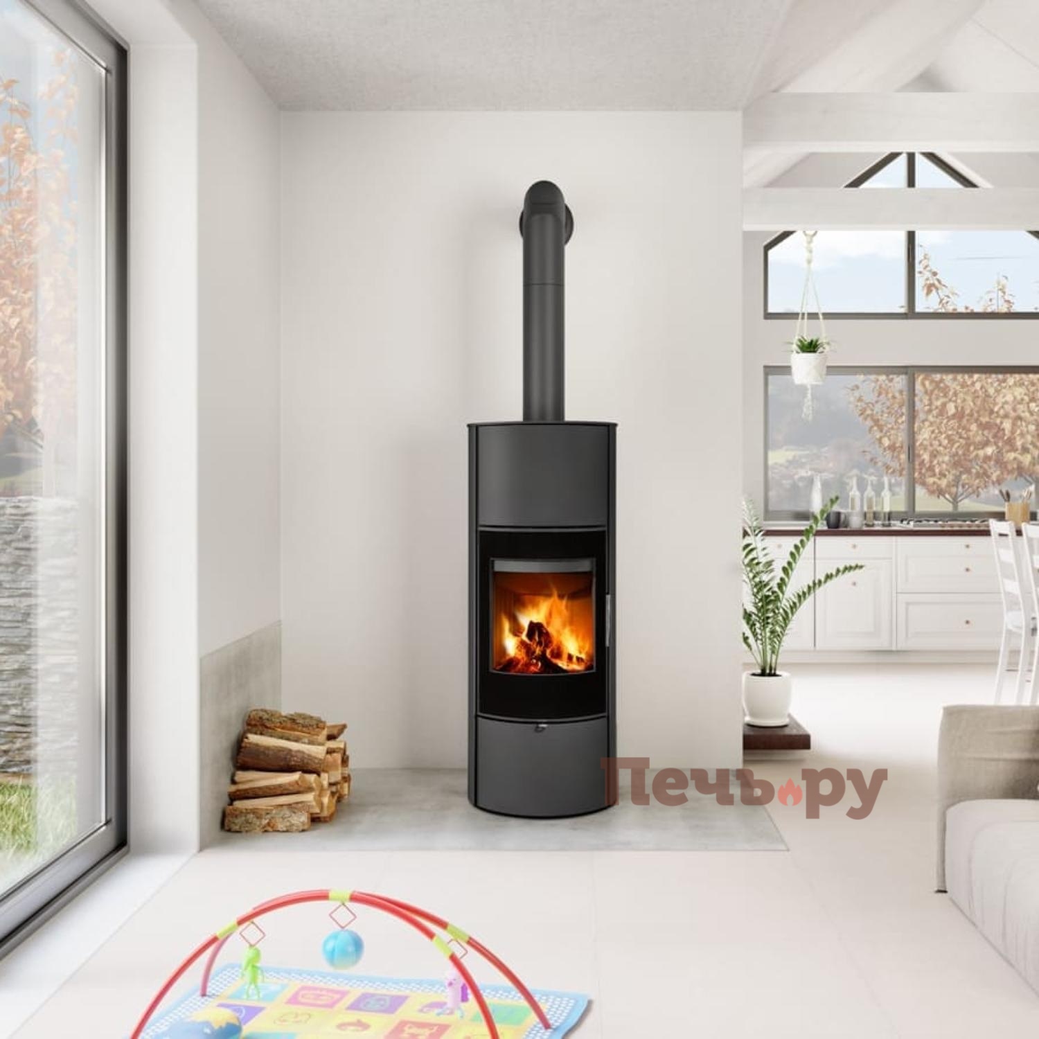 Печь камин Romotop Laredo Akum металл видео