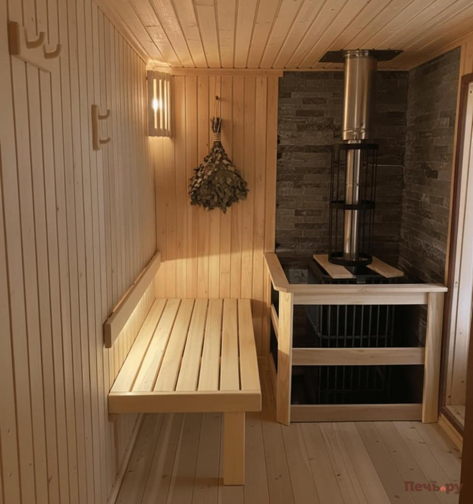 установка печи на деревянный пол в бане