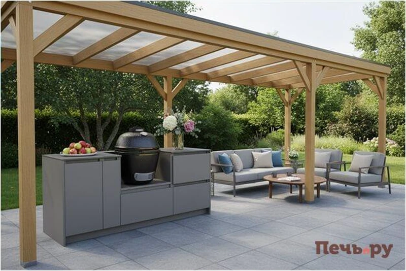 кухня на улице на даче под навесом
