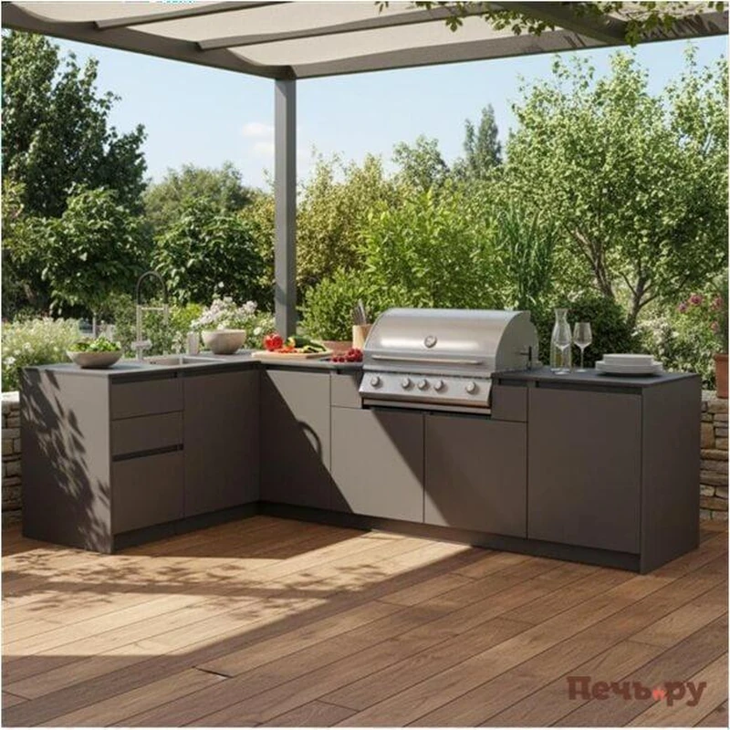 летняя кухня угловая фото