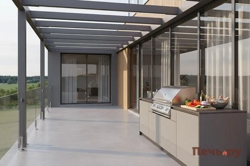 современная летняя кухня на террасе