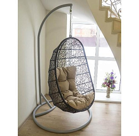 Кресло подвесное плетеное с подушкой ReeHouse Yalo фото