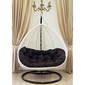 Кресло двухместное подвесное плетеное с подушкой ReeHouse Vick фото