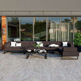 Лаунж зона угловая Ideal Patio TESORA черная - каркас карбон фото