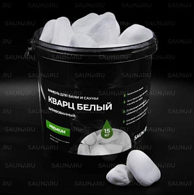 Камни для сауны Saunaru Кварц шлифованный Premium, фракция до 100 мм, ведро 15 кг фото