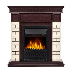 Портал Firelight Bricks Classic камень бежевый, шпон темный дуб фото