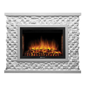 Портал Firelight Quadro 25 камень песчаник античный белый, белая эмаль фото