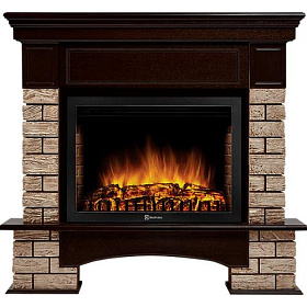 Портал Firelight Forte Wood 25 камень коричневый, шпон темный дуб фото