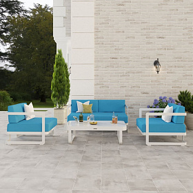 Лаунж зона Ideal Patio SILENA голубая - белый каркас фото