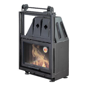 Каминная топка ЭкоКамин Альфа 700КВ (150 мм) с контргрузом черный шамот фото