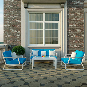 Лаунж зона Ideal Patio ESTIVO голубая - белый каркас фото