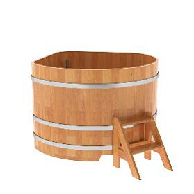 Купель BentWood угловая из сращенных ламелей лиственницы, 1,37Х1,37,  толщина стенок - 2,8 см фото