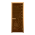 Дверь для сауны стеклянная Бронза матовая Мишка 1900х700мм  (Магнит) (Осина)
